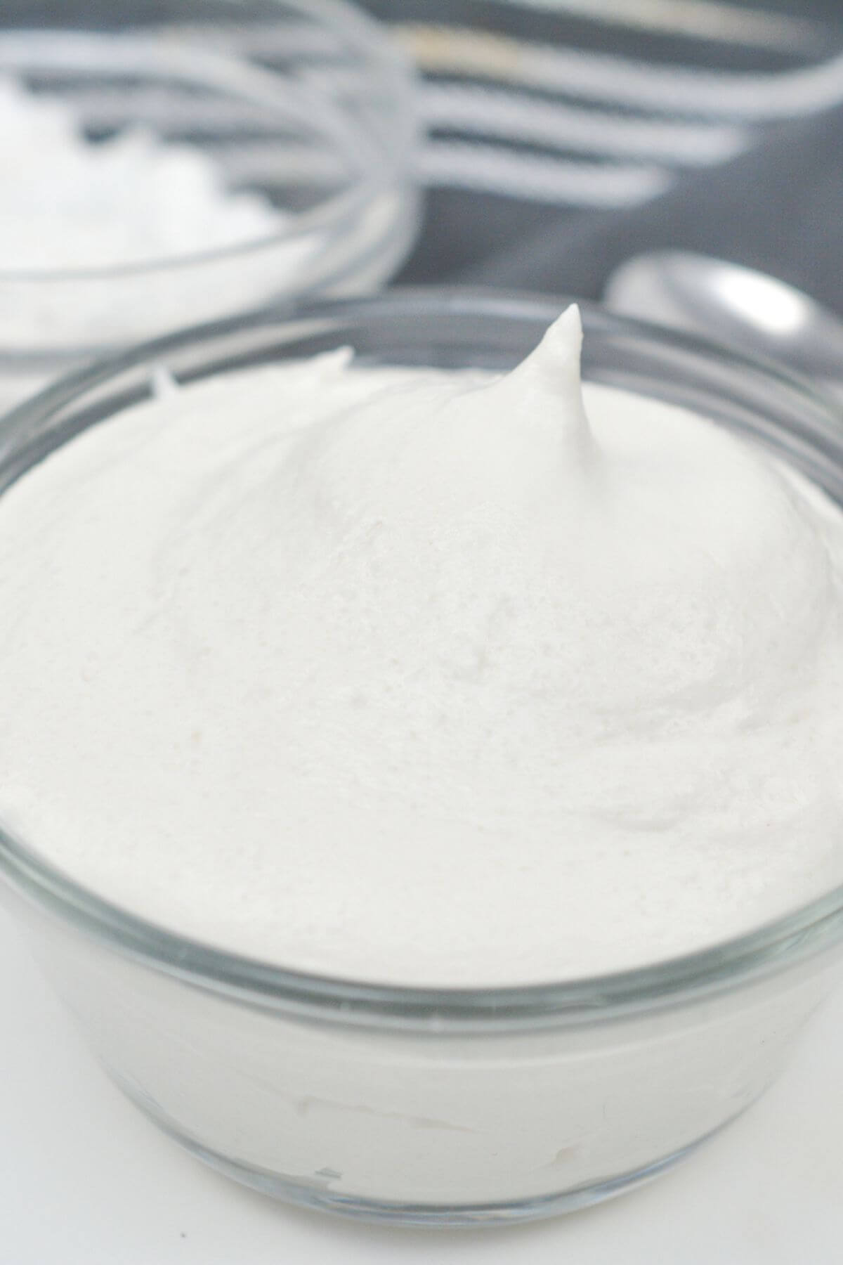 Bowl of dairy-free whipped cream.