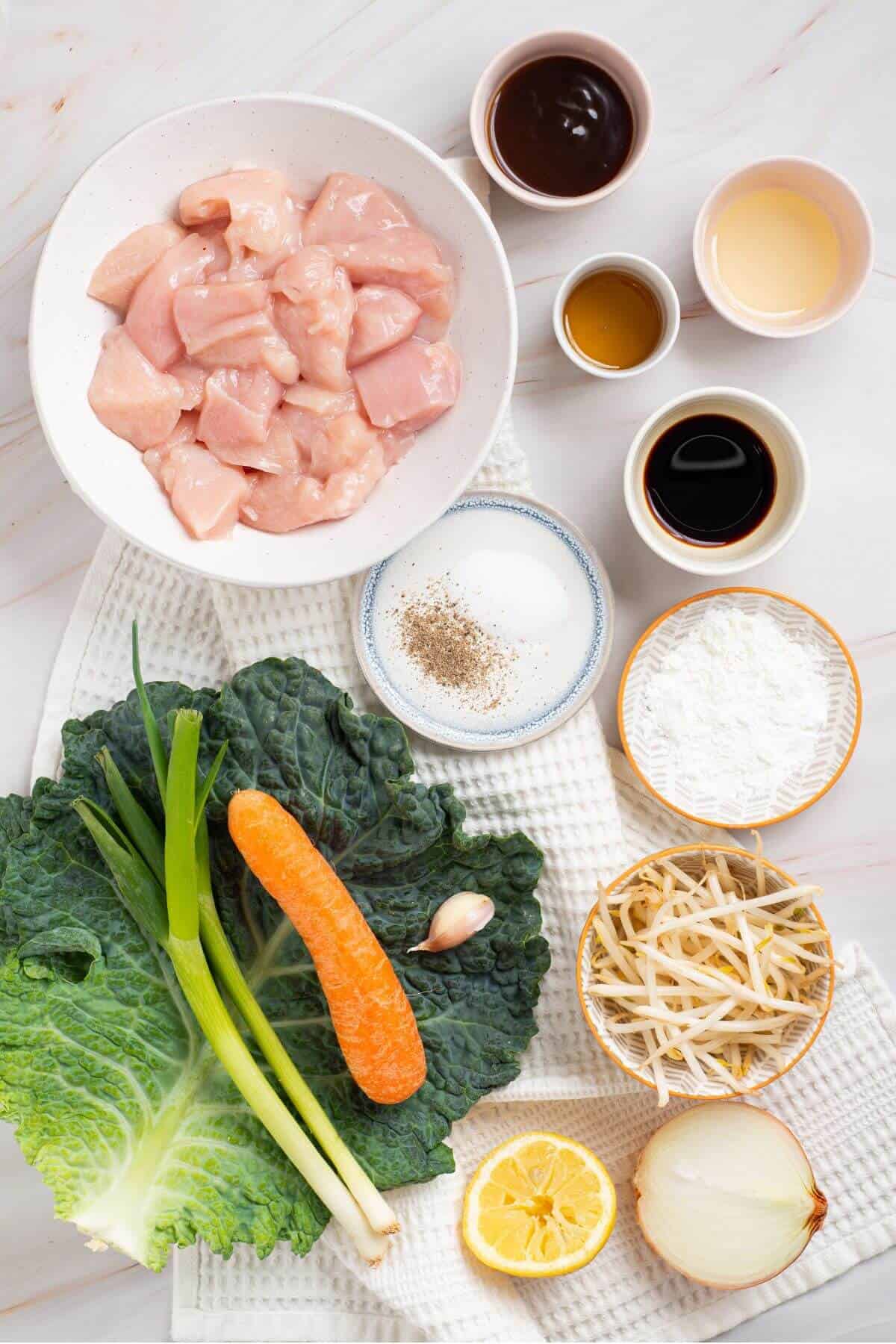 Ingredients for the chicken chop suey recipe.
