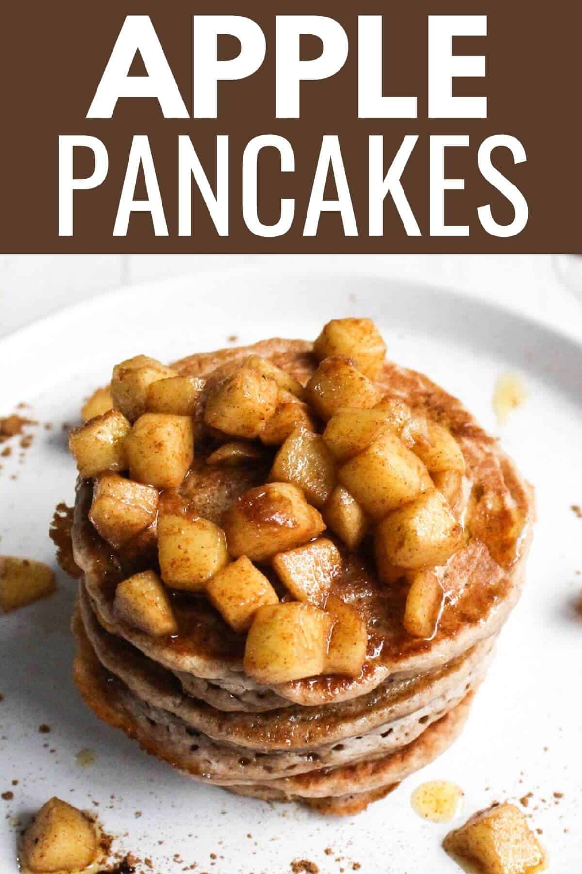 Apple pancakes with title text overlay.