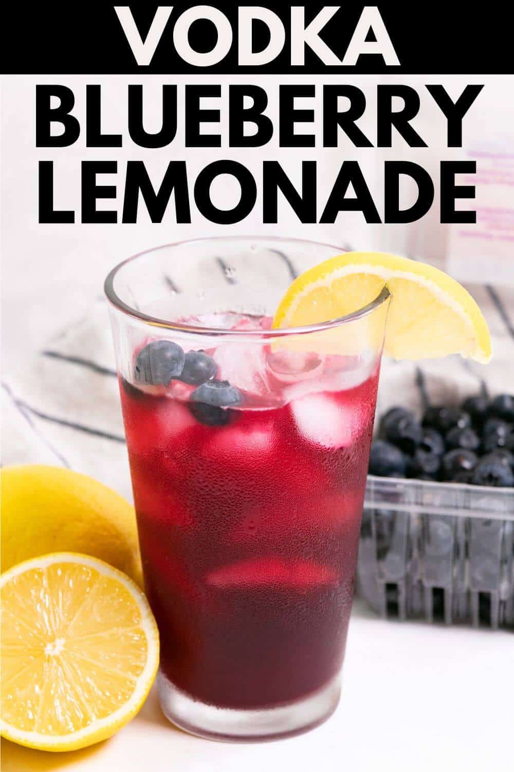 Blueberry vodka lemonade with recipe title text overlay.