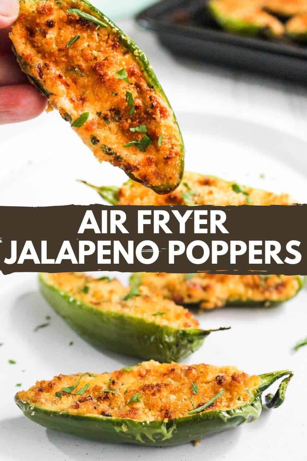 Air fryer jalapeño poppers with recipe title text.