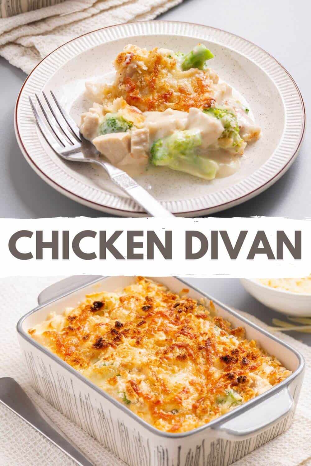 Chicken divan with recipe title text.