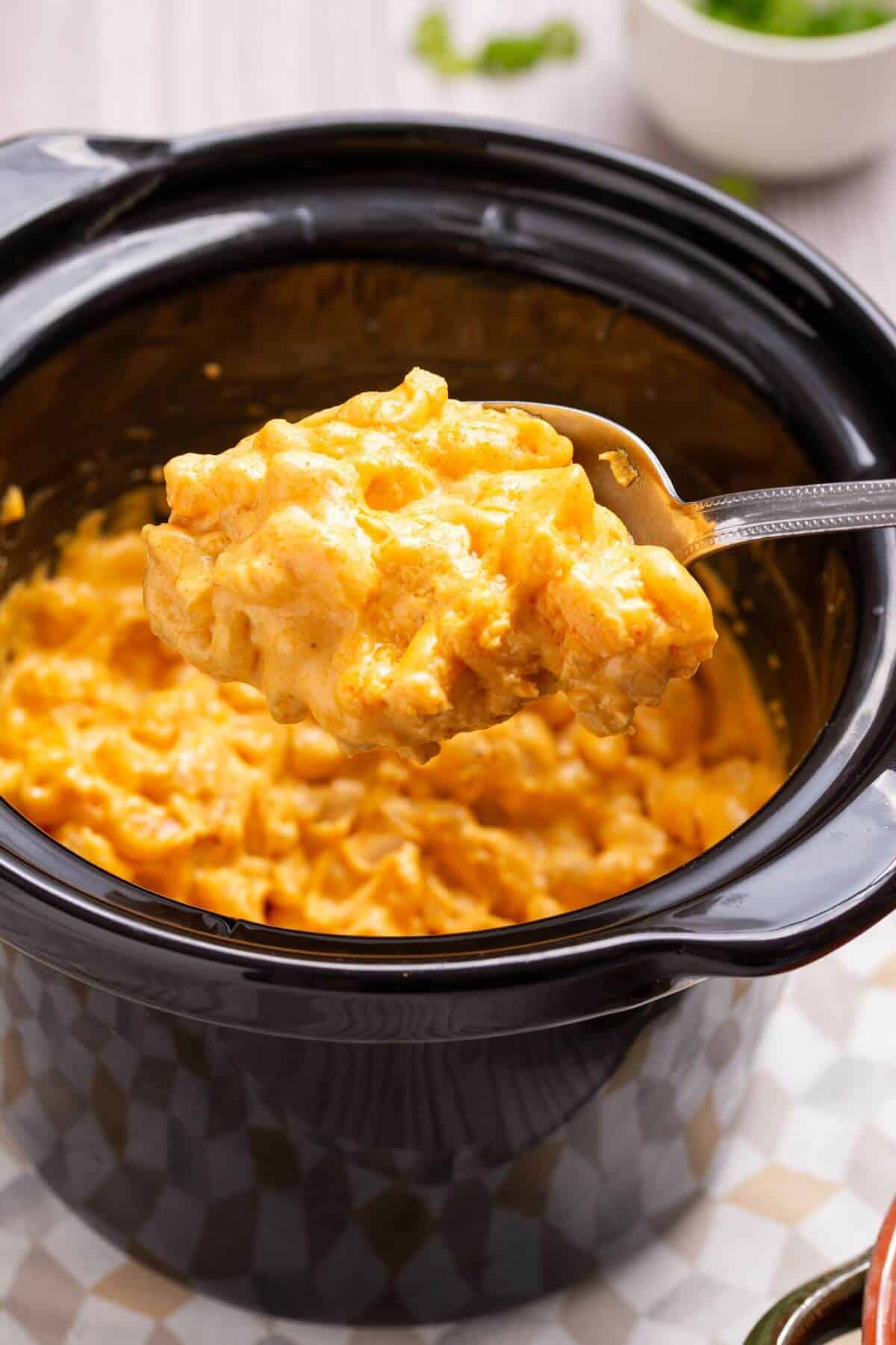 Macaroni and cheese in a crock pot.