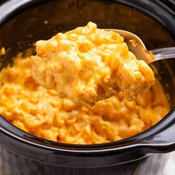 Macaroni and cheese in a slow cooker.