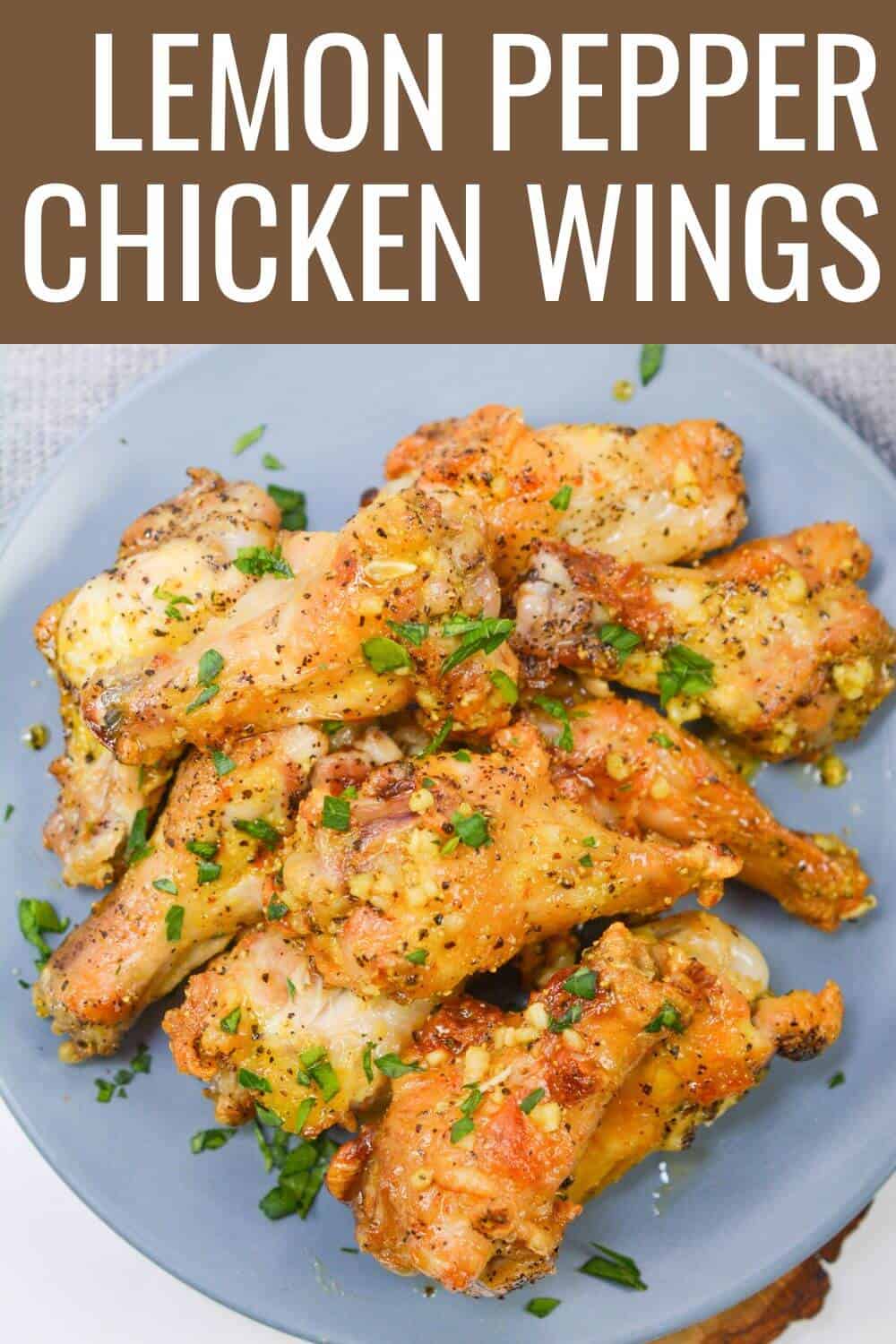 Lemon pepper wings with recipe title text overlay.