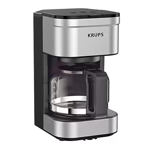 Krups Simply Brew Stainless Steel Drip Coffee Maker 5 Cup, Compact Silver and Black