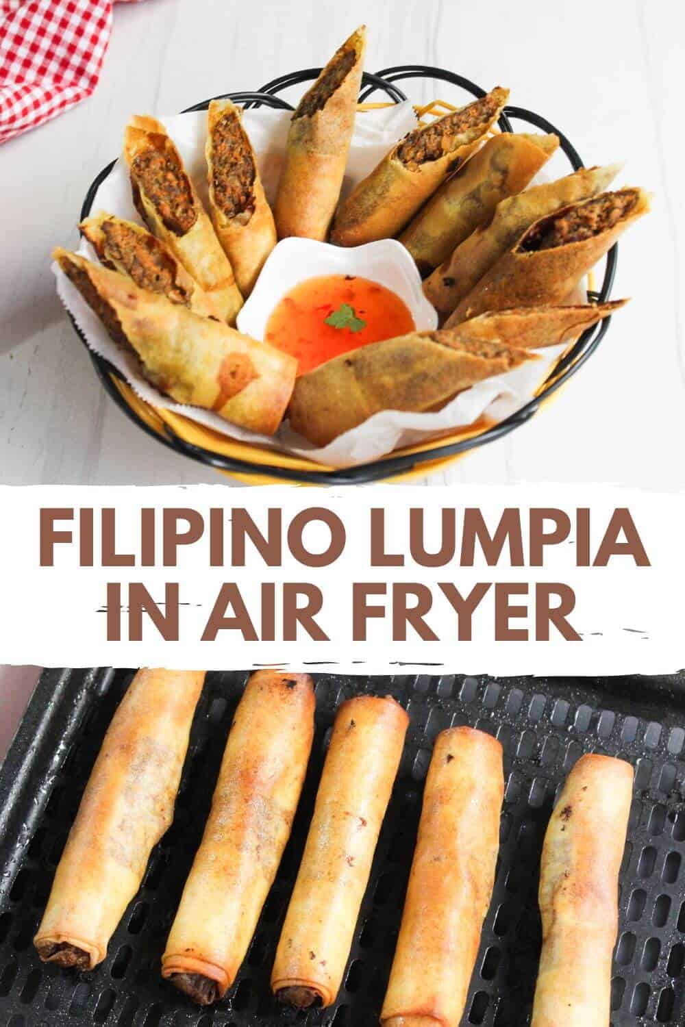 Filipino lumpia in air fryer.