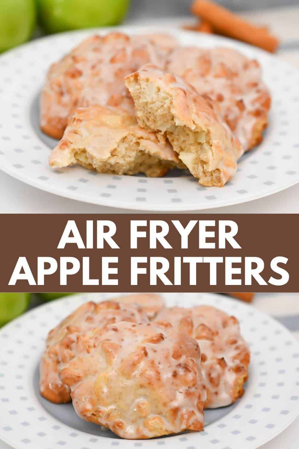 Apple fritters cooked in an air fryer.