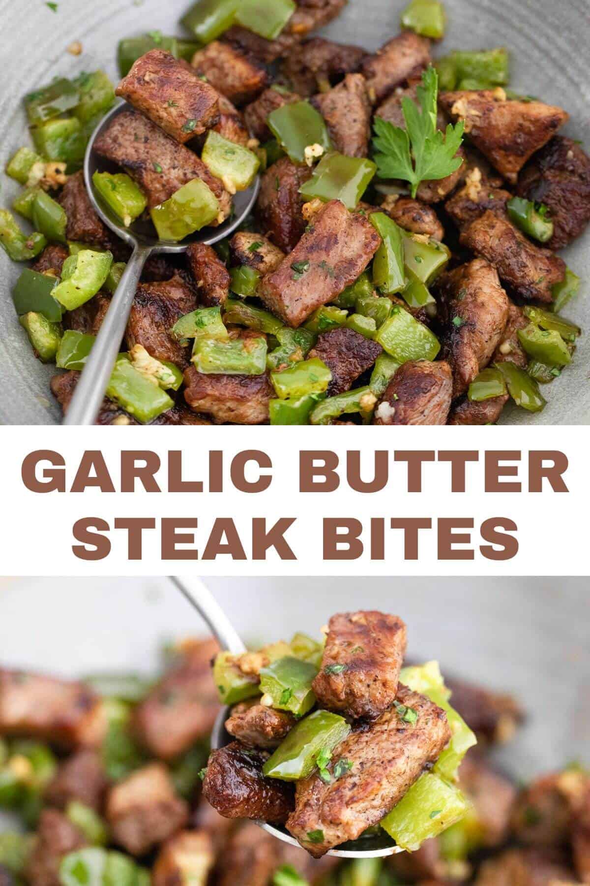 Garlic butter steak bites.