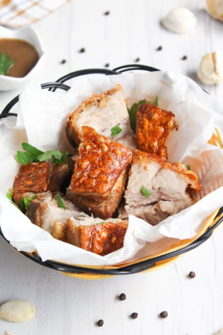 Air Fryer Pork Belly (Lechon Kawali) | Little Bit Recipes