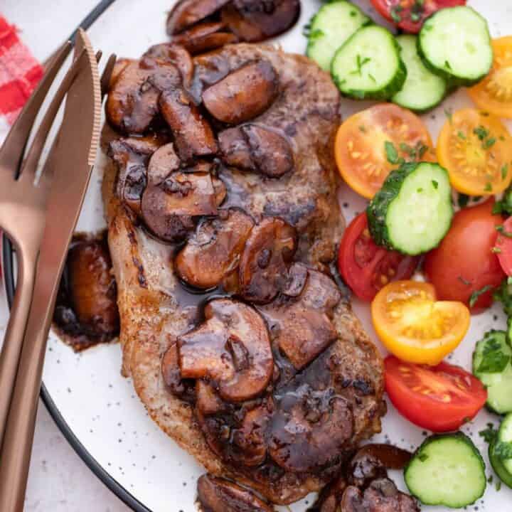 Steak and Mushrooms with Balsamic Sauce | Little Bit Recipes