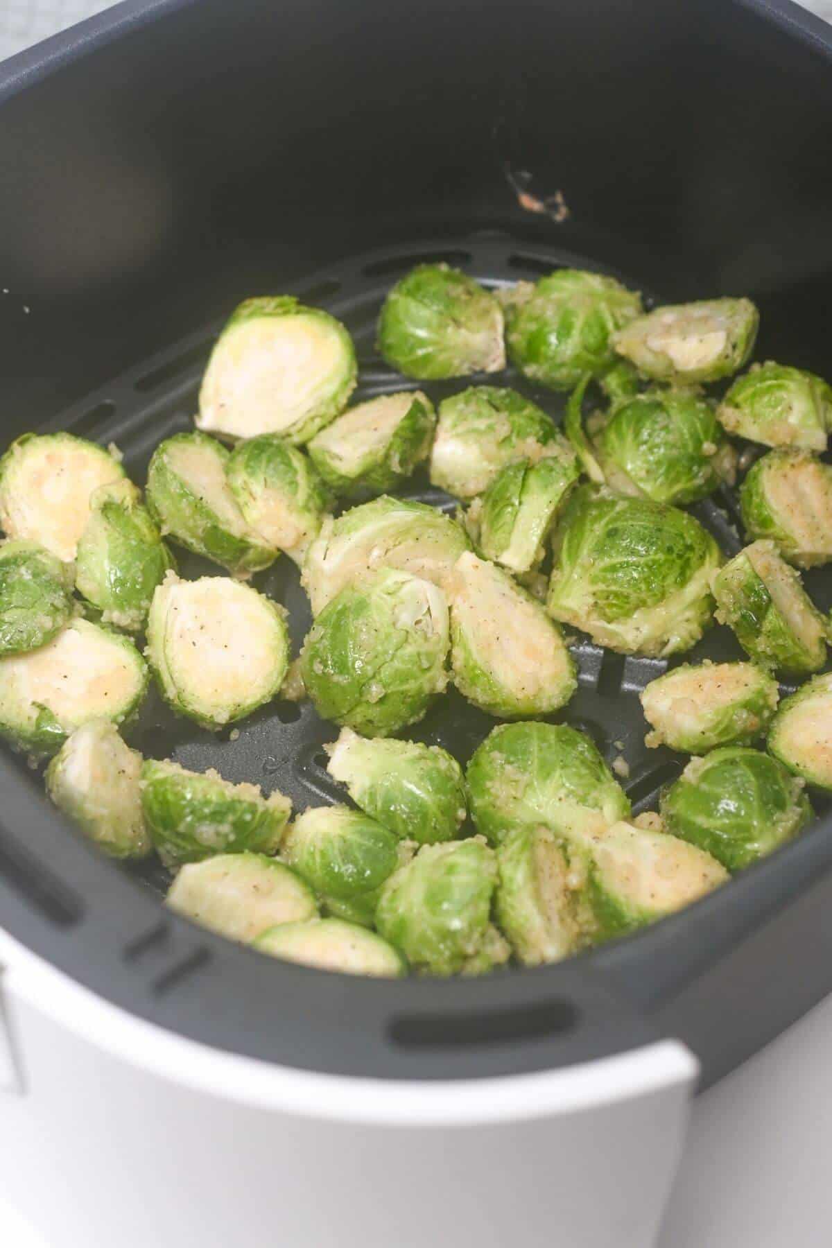 Brussels sprouts in an air fryer.