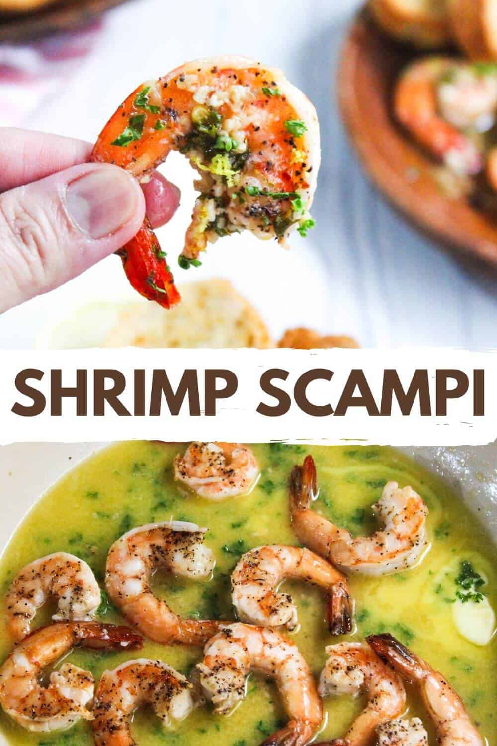 Shrimp scampi with a bread.