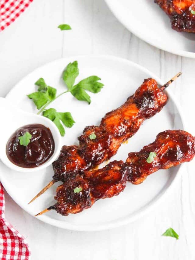 BBQ Chicken Skewers in Air Fryer Little Bit Recipes
