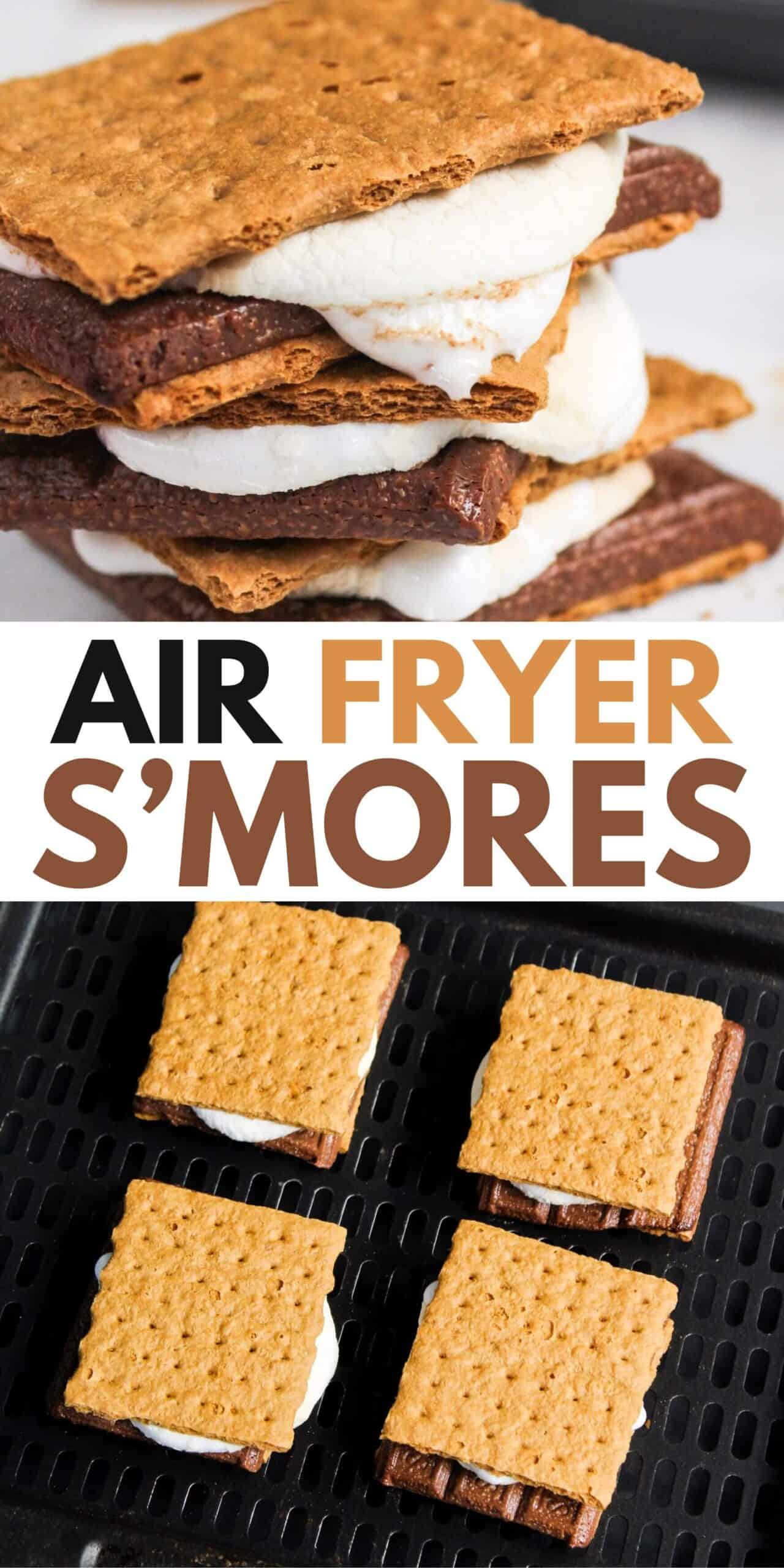 Air fryer s'mores with the text air fryer s'mores.