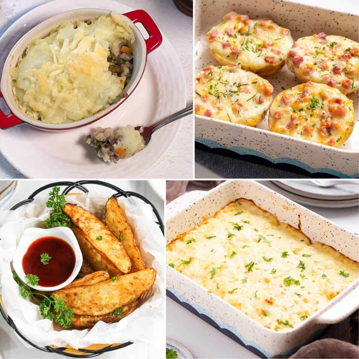 A collage of four perfect potato recipes you simply can't pass up.