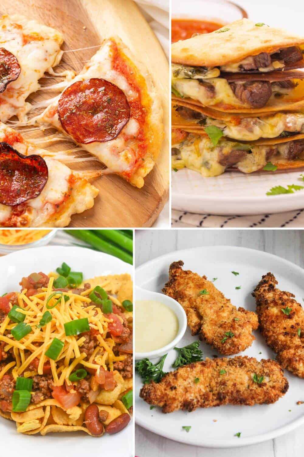 A collage of assorted dishes designed as recipes for picky