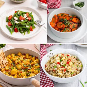 A collage of four vegetarian dishes, featuring sides you probably haven't explored until now.