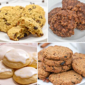 A collage of different small-batch cookies on a plate to enjoy over the weekend.