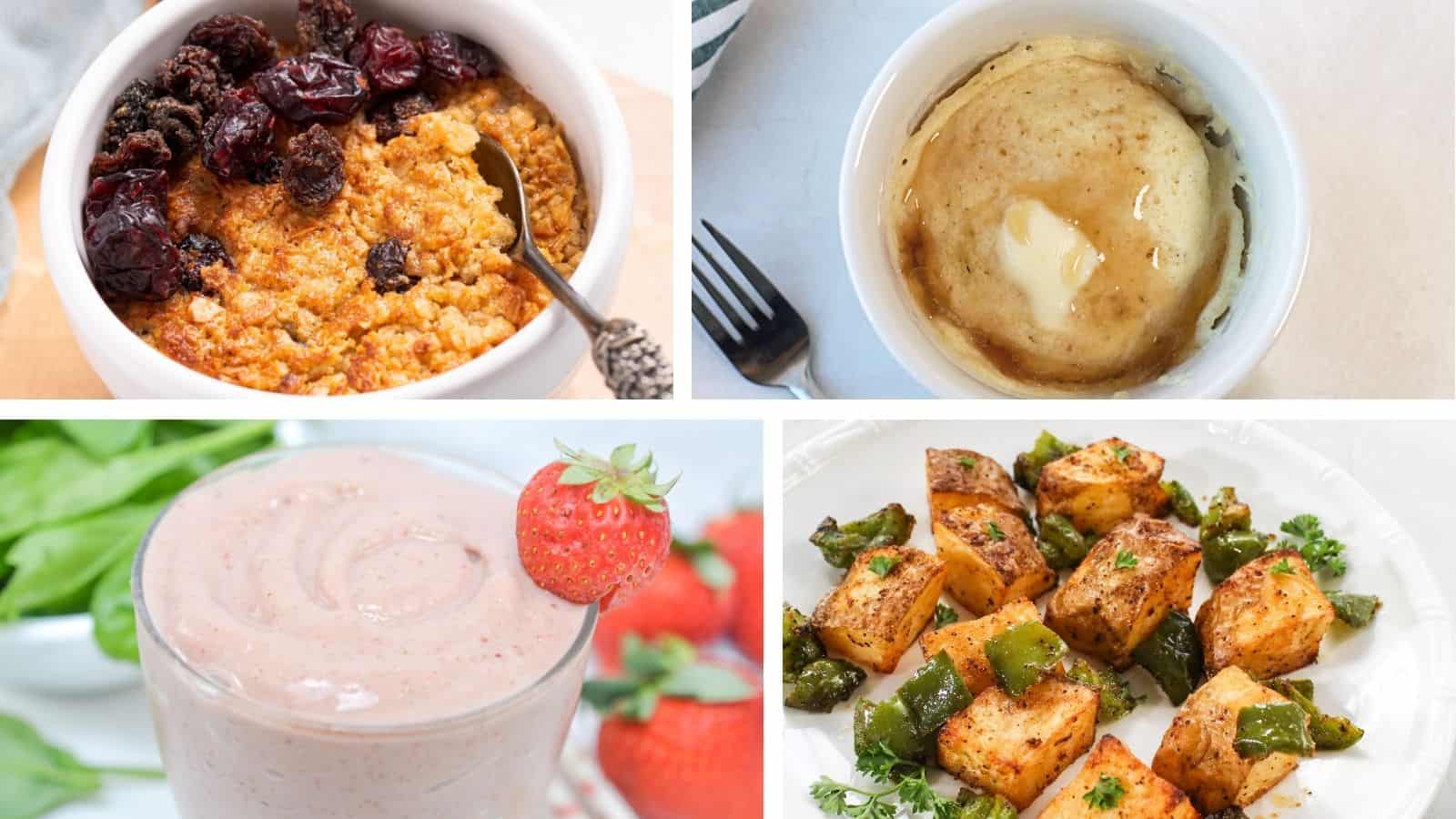 Collage of breakfast recipes.
